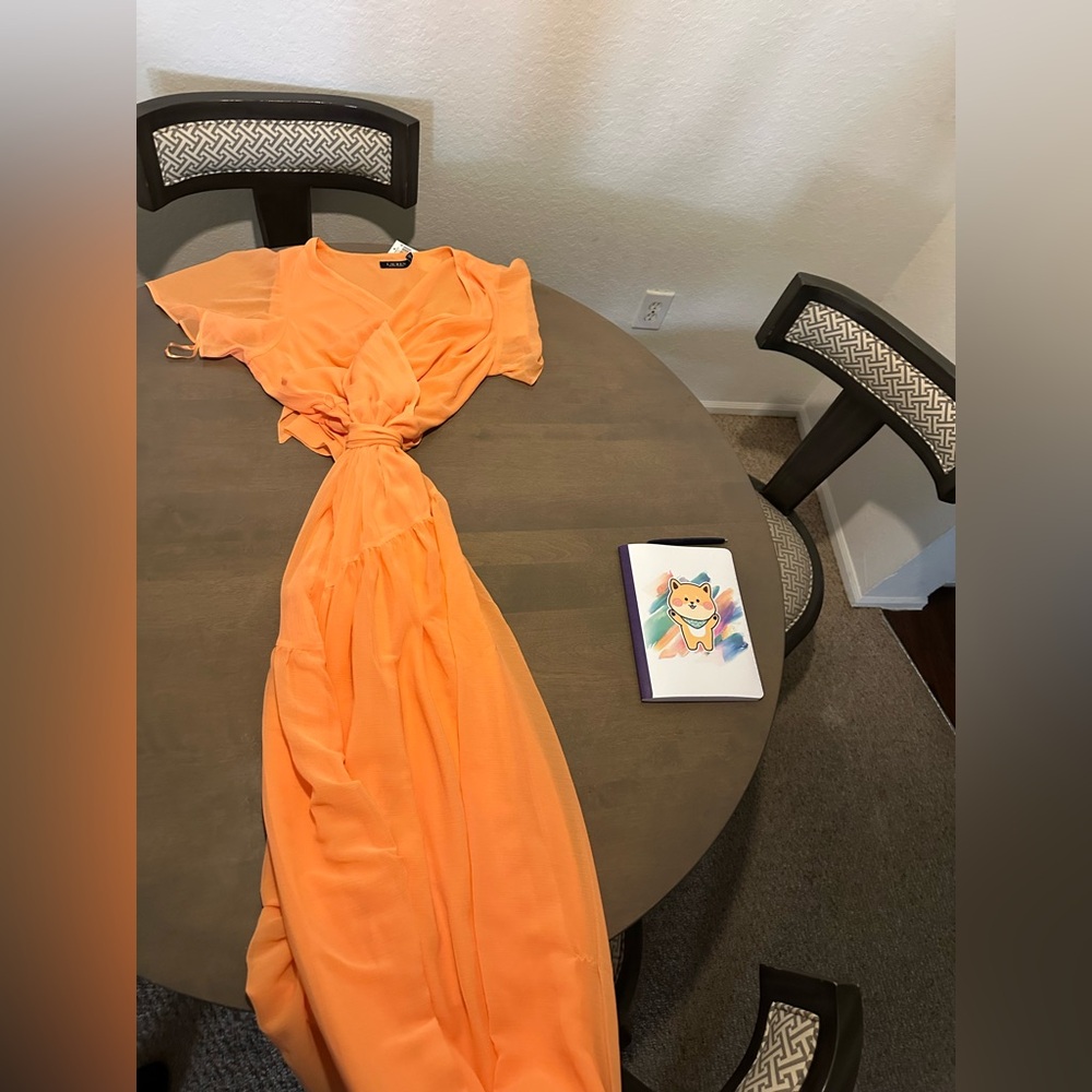 Ralph Lauren Orange Tie-Front Maxi Dress